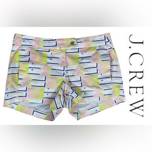 J.Crew Stretch Shorts Women’s Size 2 White Geometric Print Cotton Blend Casual